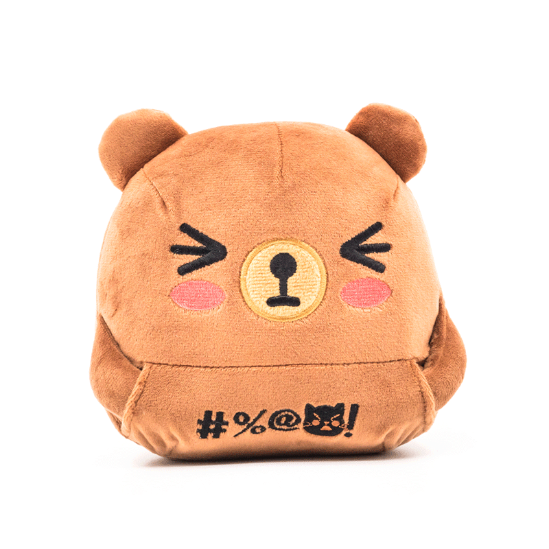 Brown bear plush, stop-motion, middle fingers going up and down, front view.