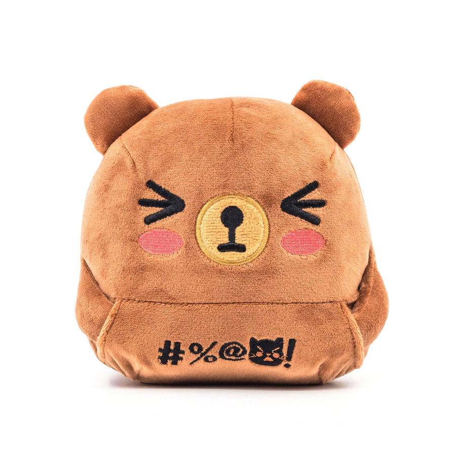 Bernard, the brown Eff It Friends bear, with his middle fingers up