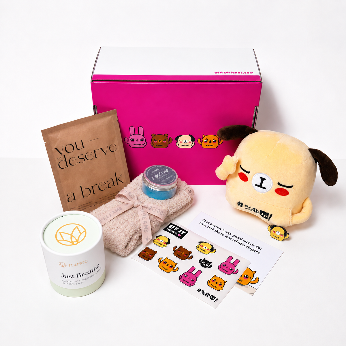 Just Breathe Gift Box with Barefoot Dreams Willow socks beneath therapy dough