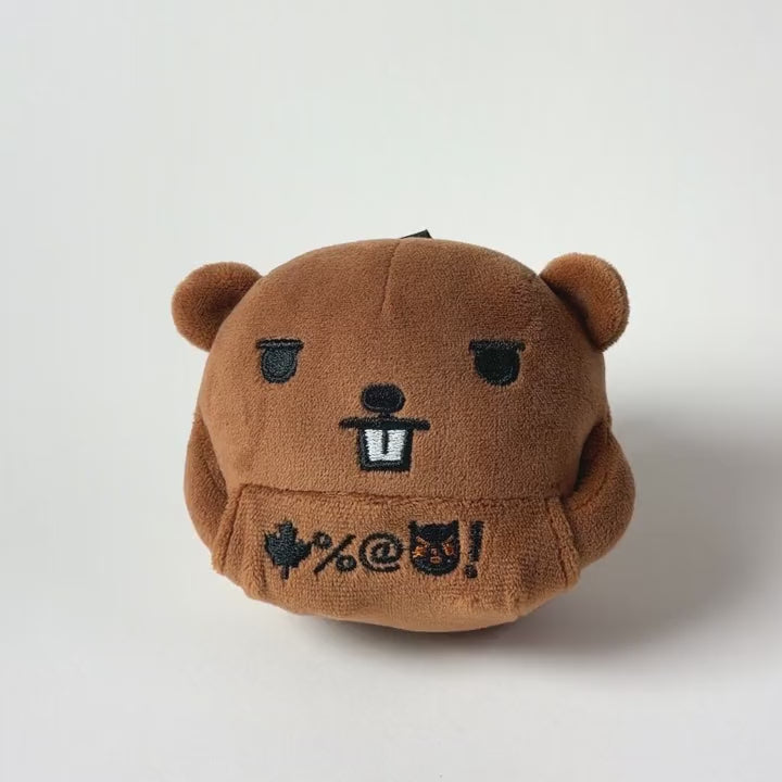 Terry keychain plush: the middle fingers come out of the front pocket, then tuck back in