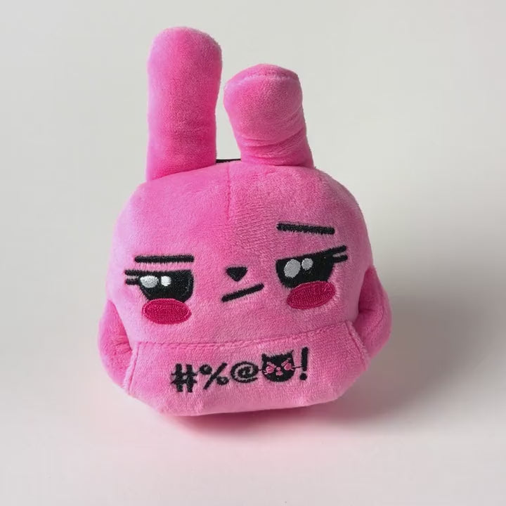 Audra keychain plush: the middle fingers come out of the front pocket, then tuck back in