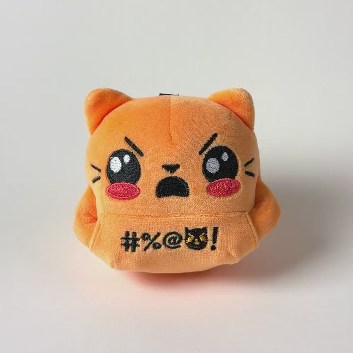 Jackie keychain plush: the middle fingers come out of the front pocket, then tuck back in