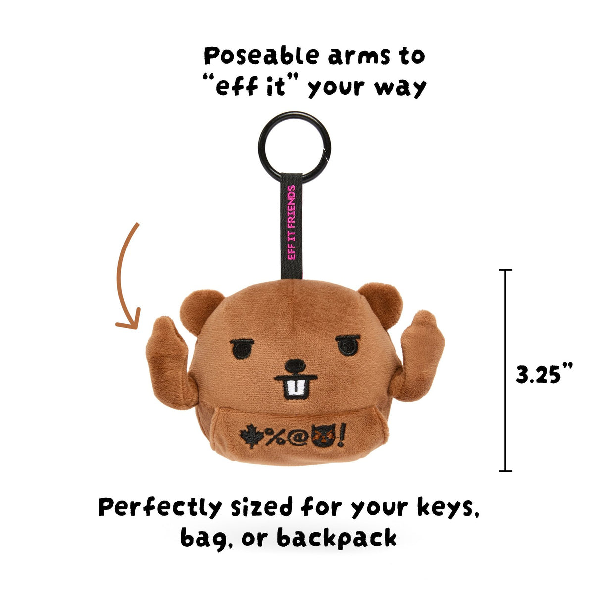 Terry keychain plush: poseable arms, 3.25 inches tall